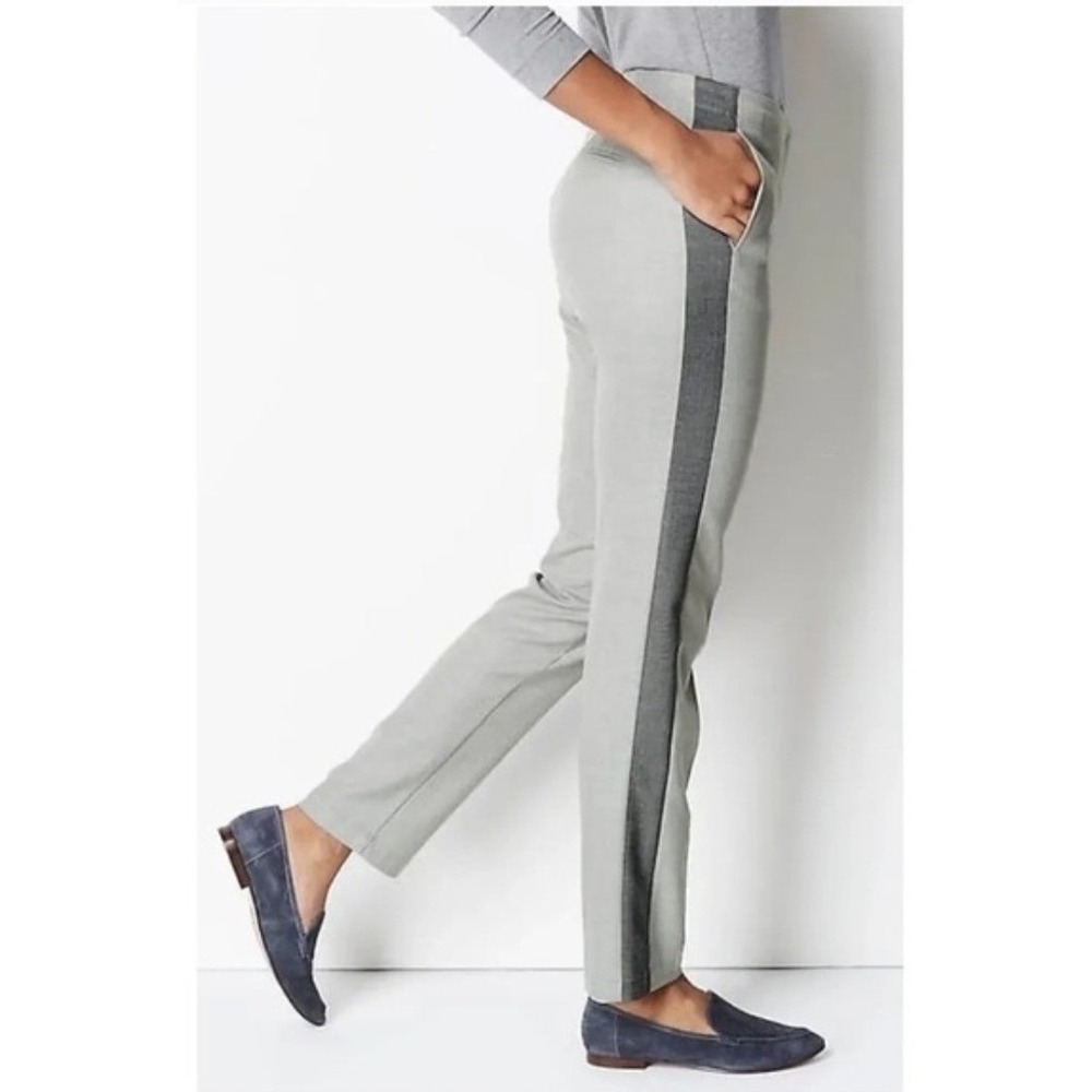 J Jill Grey‎ Heather Pants Side Stripe Ankle Length Size 14 Professional Office